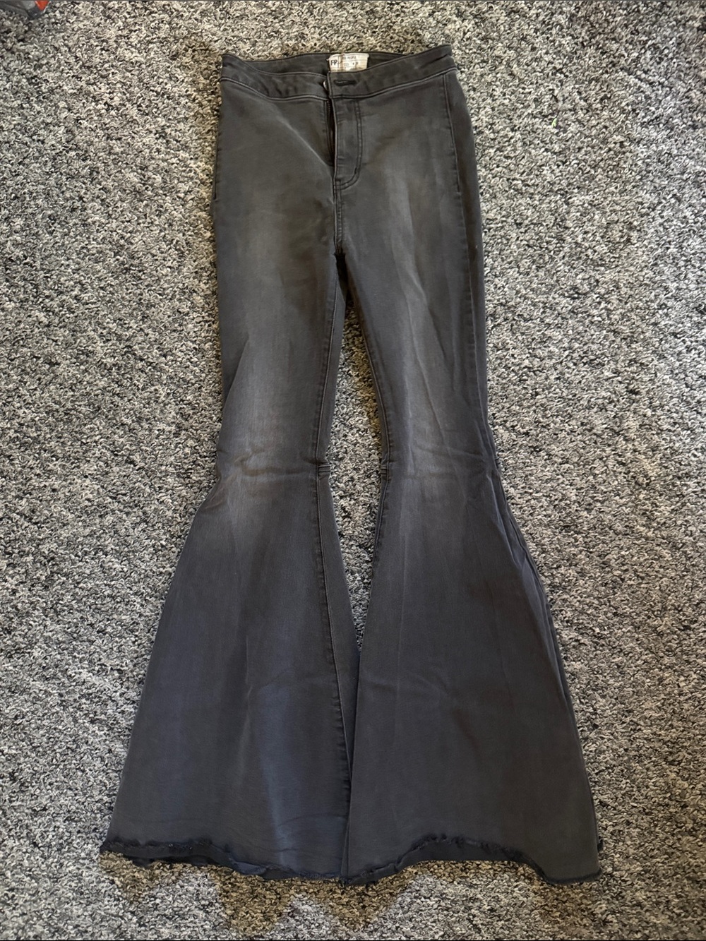 FREE PEOPLE Charcoal High-Rise Bell Bottom Jeans